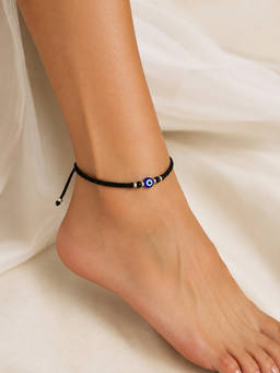 RishiRich Jewels - Blue Women 925 Sterling Silver Evil Eye Charm Adjustable Anklet