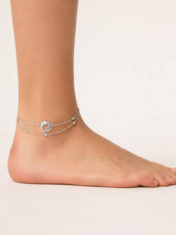 RishiRich Jewels - Women 925 Sterling Silver Dolphin Charm Double Strand Anklet