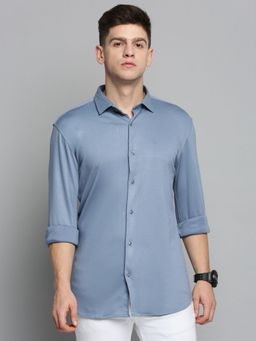 SHOWOFFFF - Mens Spread Collar Blue Solid Shirt