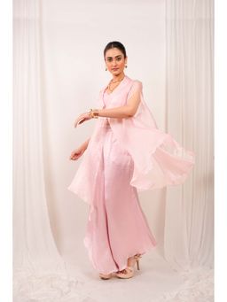 DAY AND MOOD - Pink Celestara Cape with Bustier and Bell Bottom Pants
