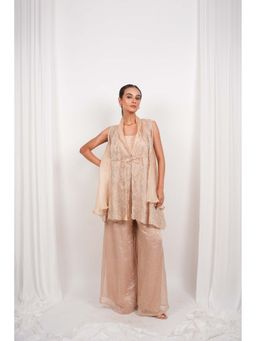 DAY AND MOOD - Beige Celestara Tissue Bustier with Palazzo and Jacket