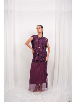 DAY AND MOOD - Purple Celestara Skirt with Bustier and Cutwork Top