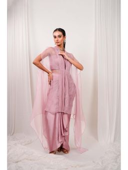 DAY AND MOOD - Mauve Celestara Drape Skirt with Bustier and Cape