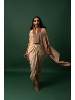 DAY AND MOOD - Peach The Cord Edit Front Short Cape with Bustier and Skirt