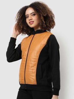 Campus Sutra - Womens Mustard & Black Puffer Jacket