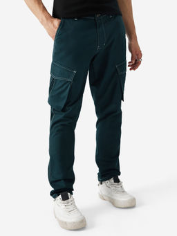 The Souled Store - Original Solids : Indigo Blue Men Cargo Pants