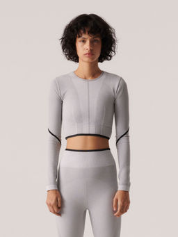 adidas - aSMC Tst Crop Grey Women Gym and Training T-Shirt