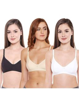 Bodycare - Pack of 3 Perfect Coverage Bra In Black-Skin-White Colour