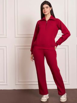StyleStone - Women's Maroon Fleece Sweatshirt And Trackpant