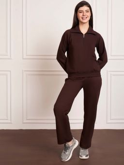 StyleStone - Women's Brown Fleece Sweatshirt And Trackpant