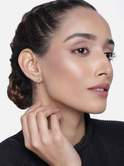 Estele - Gold Plated CZ Gorgeous Designer Drop Earrings with Pearl for Women
