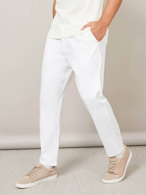 Styli Cotton Linen Trousers White - Image 1