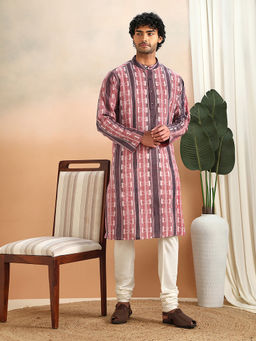 Fabindia - Men Pink Cotton Printed Kurta