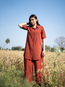 JITI - Seher Maroon Shirt with Palazzo (Set of 2)
