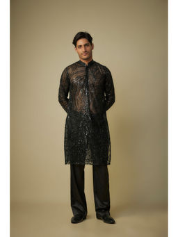 Masumi Mewawalla - Black Embroidered Kurta and Pant (Set of 2)