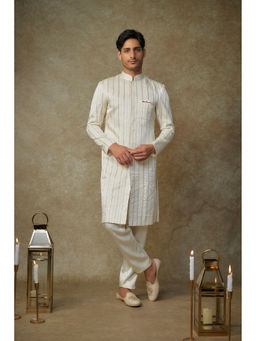 Masumi Mewawalla - Beige Crystal Embroidered Sherwani with Pant (Set of 2)