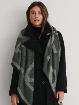 NA-KD - Big Woven Logo Scarf-Black
