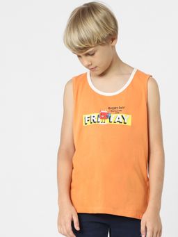 Jack & Jones Junior - BOYS Orange Printed Vest T-shirt