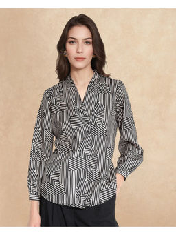 RAREISM - Black Geometric Regular Fit Top