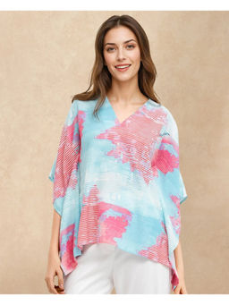 RAREISM - Light Blue Abstract Relaxed Fit Top