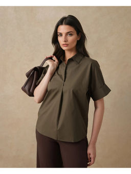 RAREISM - Episo Olive Plain Boxy Fit Shirt