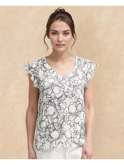 RAREISM - Light Beige Ecru Abstract Regular Fit Top