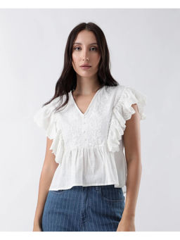 RAREISM - Preler White Plain Regular Fit Top