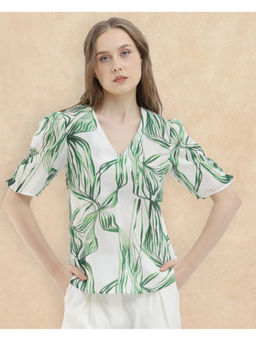 RAREISM - Green Printed Regular Fit Top