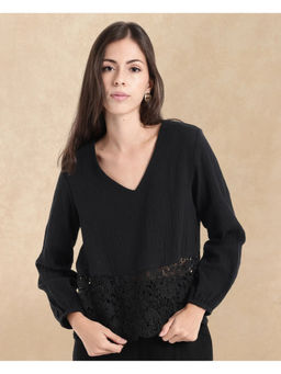 RAREISM - Black Plain Regular Fit Top
