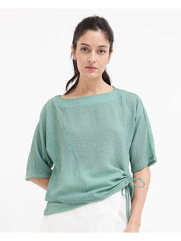 RAREISM - Green Textured Regular Fit Top