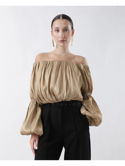 RAREISM - Trese Metallic Gold Plain Regular Fit Top