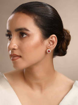 Sica Jewellery - Women Maroon Flower Stud Earrings