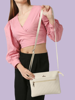 Lavie - Women’s Slim Topzip Sling Handbag (Off White) (M)