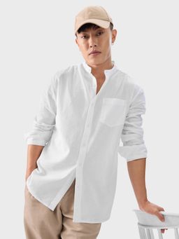 The Souled Store - Solids : Off White Cotton Linen Shirt