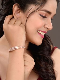 Saraf RS Jewellery - Rose gold Plated White AD Studded Delicate Bracelet