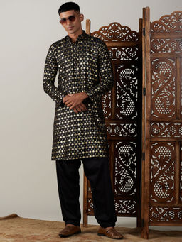 Vastramay - Mens Black Viscose Kurta and Salwar (Set of 2)