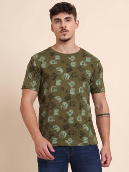 Greenfibre - Olive Cotton Printed T-Shirt