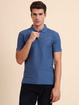 Greenfibre - Federal Blue Cotton Blend Polo T-Shirt