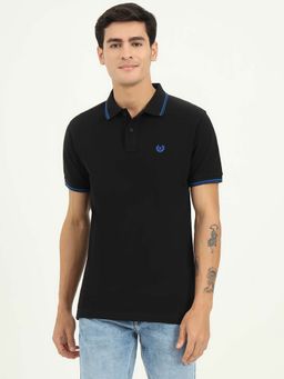 Greenfibre - Black Cotton Blend Polo T-Shirt