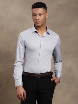 Turtle - Men Grey Slim Fit Checkered Tencel Formal Shirt