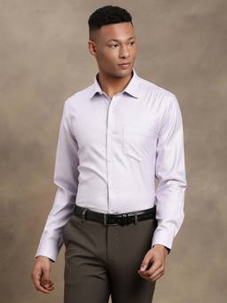 Turtle - Men Purple Slim Fit Solid Pure Cotton Formal Shirt