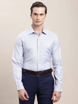 Turtle - Men Light Blue Slim Fit Solid Pure Cotton Formal Shirt