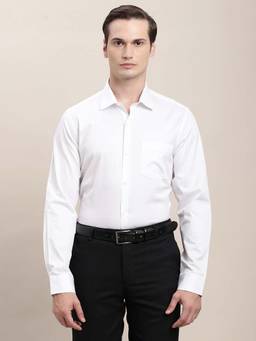 Turtle - Men White Regular Fit Solid Pure Cotton Formal Shirt