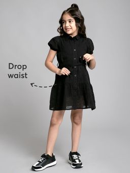 Hopscotch - Pure Cotton Drop Waist Shirt Dress with Belt