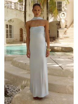 Miakee - Velour Midnight Blue Maxi Dress with Stole