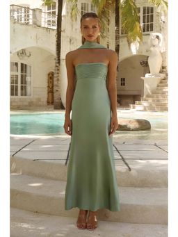 Miakee - Velour Midnight Green Maxi Dress with Stole