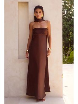 Miakee - Velour Midnight Maroon Maxi Dress with Stole
