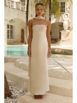Miakee - Velour Midnight Off White Maxi Dress with Stole