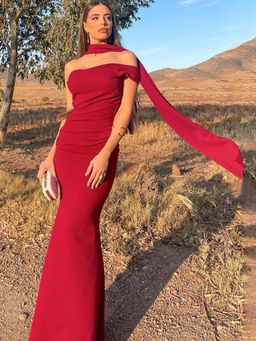 Miakee - Akira Red Maxi Dress with Stole