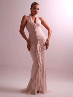 Miakee - Velvet Dusk Off White Maxi Dress